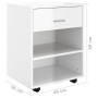 Mobiletto con Ruote Bianco Lucido 46x36x59 cm Legno Multistrato