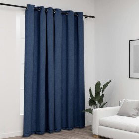 Tenda Oscurante Effetto Lino con Occhielli Blue 290x245cm