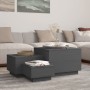Contenitori Portaoggetti Coperchi 3pz Grigi Legno Massello Pino