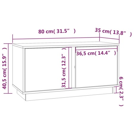 Mobile Porta TV Nera 80x35x40,5 cm in Legno Massello di Pino