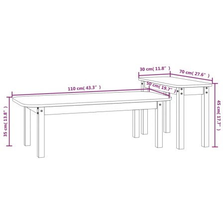 Set Tavolini da Salotto 2 pz Bianco in Legno Massello di Pino