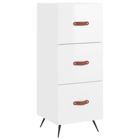 Credenza Bianco Lucido 34,5x34x90 cm in Legno Multistrato