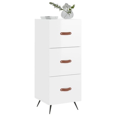 Credenza Bianco Lucido 34,5x34x90 cm in Legno Multistrato