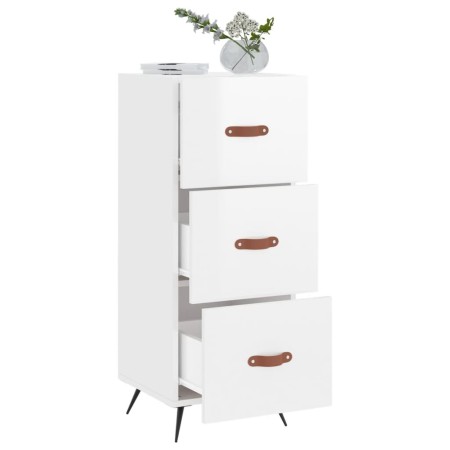 Credenza Bianco Lucido 34,5x34x90 cm in Legno Multistrato