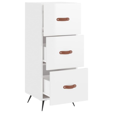 Credenza Bianco Lucido 34,5x34x90 cm in Legno Multistrato