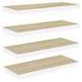 Scaffali a Parete 4 pz Rovere e Bianco 80x23,5x3,8 cm in MDF