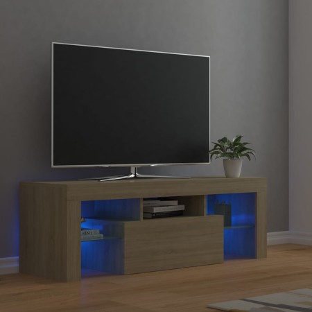 Mobile Porta TV con Luci LED Rovere Sonoma 120x35x40 cm