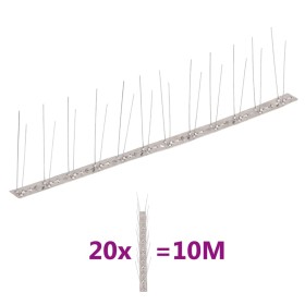 Set Dissuasori per Uccelli e Piccioni 20 pz Acciaio 2 File 10 m