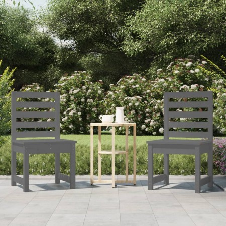 Sedie da Giardino 2pz Grigie 50x48x91,5 in Legno Massello Pino