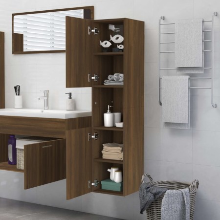 Mobile da Bagno Rovere Marrone 30x30x130cm in Legno Multistrato