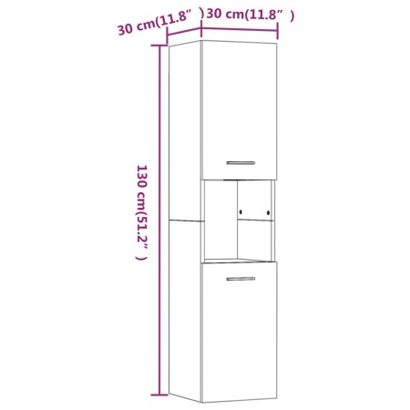 Mobile da Bagno Rovere Marrone 30x30x130cm in Legno Multistrato