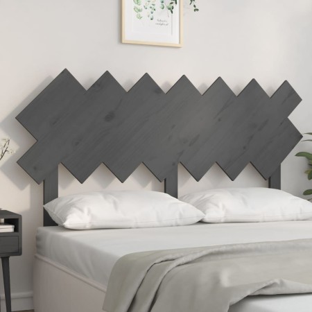Testiera per Letto Grigia141x3x80,5cm in Legno Massello di Pino