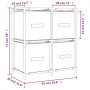 Armadietto con 4 Cesti in Tessuto Grigio 63x30x71 cm Acciaio