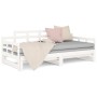 Dormeuse Estraibile Bianca Legno Massello di Pino 2x(90x190) cm