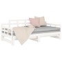 Dormeuse Estraibile Bianca Legno Massello di Pino 2x(90x190) cm