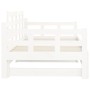 Dormeuse Estraibile Bianca Legno Massello di Pino 2x(90x190) cm