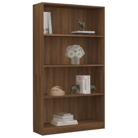 Libreria 4 Ripiani Rovere Marrone 80x24x142cm Legno Multistrato