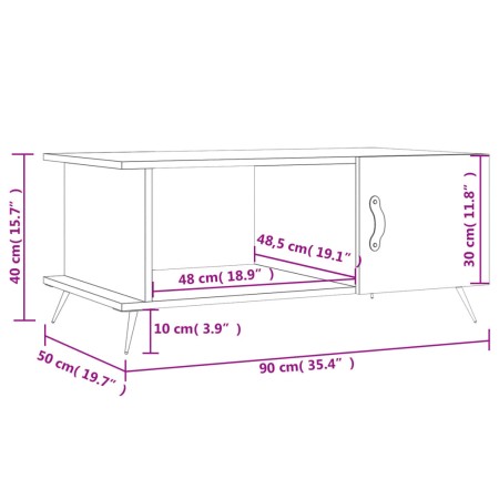 Tavolino da Salotto Nero 90x50x40 cm in Legno Multistrato