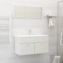 Set Mobili da Bagno 2 pz Bianco Lucido in Legno Multistrato