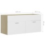 Mobile Lavabo Bianco e Rovere Sonoma 100x38,5x46cm Multistrato