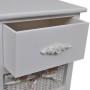 Mobiletto con 1 Cassetto e 3 Cestini Bianco Legno di Paulownia