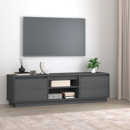 Mobile Porta TV Grigio 140x35x40 cm in Legno Massello di Pino