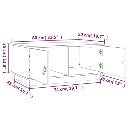 Tavolino da Salotto Miele 80x50x35 cm in Legno Massello di Pino