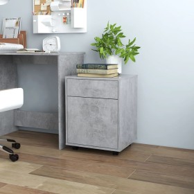 Mobiletto con Ruote Grigio Cemento 45x38x54cm Legno Multistrato