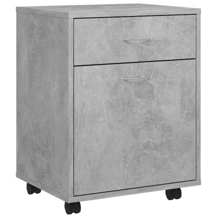 Mobiletto con Ruote Grigio Cemento 45x38x54cm Legno Multistrato