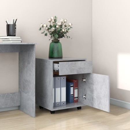 Mobiletto con Ruote Grigio Cemento 45x38x54cm Legno Multistrato