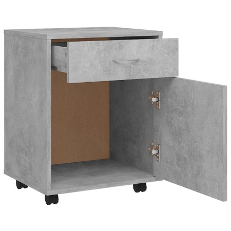 Mobiletto con Ruote Grigio Cemento 45x38x54cm Legno Multistrato