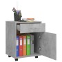 Mobiletto con Ruote Grigio Cemento 45x38x54cm Legno Multistrato