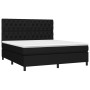 Letto a Molle con Materasso e LED Nero 160x200 cm in Tessuto