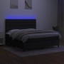 Letto a Molle con Materasso e LED Nero 160x200 cm in Tessuto