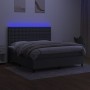 Letto a Molle Materasso e LED Grigio Scuro 180x200cm in Tessuto