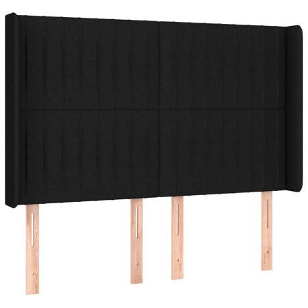 Letto a Molle con Materasso e LED Nero 140x200 cm in Tessuto