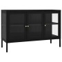 Credenza Nera 105x35x70 cm in Acciaio e Vetro