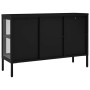 Credenza Nera 105x35x70 cm in Acciaio e Vetro