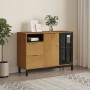 Credenza FLAM 110x40x80 cm Anta in Vetro Massello di Pino