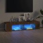 Mobile Porta TV con Luci LED Rovere Marrone 135x39x30 cm