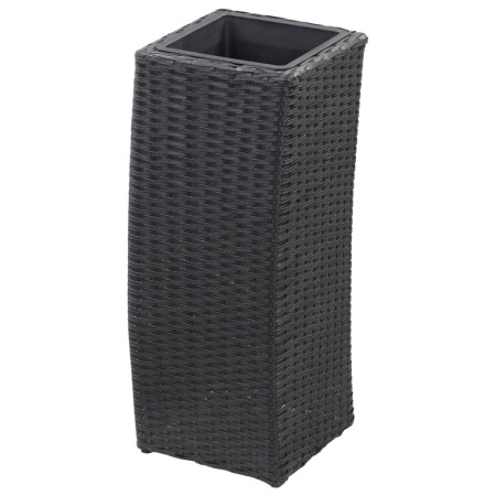 Letti Rialzati da Giardino 3 pz in Polyrattan Nero