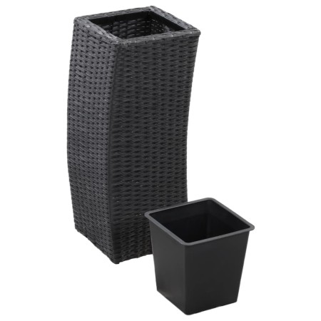 Letti Rialzati da Giardino 3 pz in Polyrattan Nero