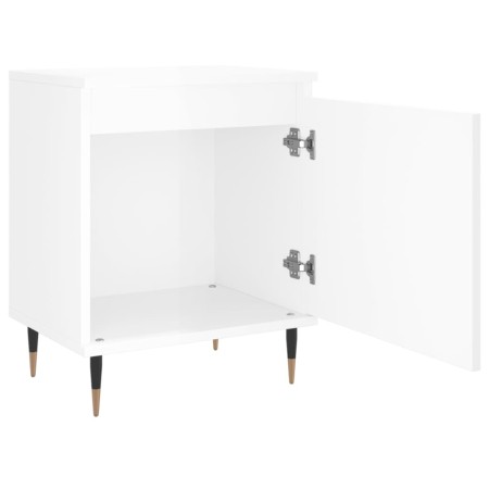 Comodini 2 pz Bianco Lucido 40x30x50 cm in Legno Multistrato