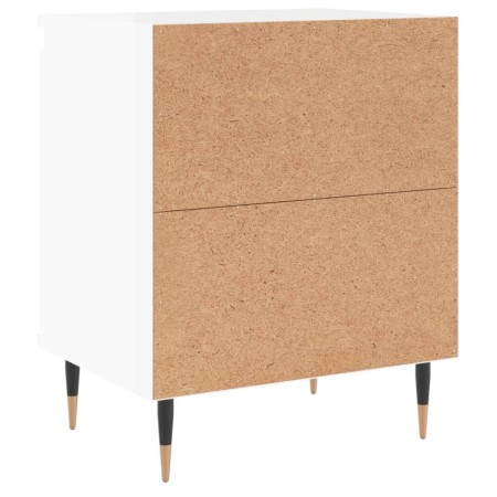 Comodini 2 pz Bianco Lucido 40x30x50 cm in Legno Multistrato