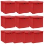 Scatole Portaoggetti con Coperchi 10pz Rosse 32x32x32cm Tessuto