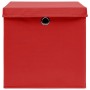 Scatole Portaoggetti con Coperchi 10pz Rosse 32x32x32cm Tessuto