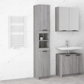 Armadietto Bagno Grigio Sonoma 32x34x188,5 cm Legno Multistrato