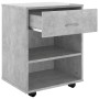 Mobiletto con Ruote Grigio Cemento 46x36x59cm Legno Multistrato