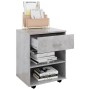 Mobiletto con Ruote Grigio Cemento 46x36x59cm Legno Multistrato