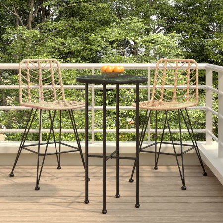 Sgabelli da Bar 2 pz 45x56x103,5 cm Rattan PE e Acciaio